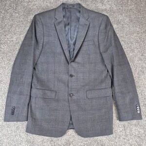 John Varvatos USA Blazer Mens 40L Gray Plaid 100%‎ Wool 2-Button Sport Coat